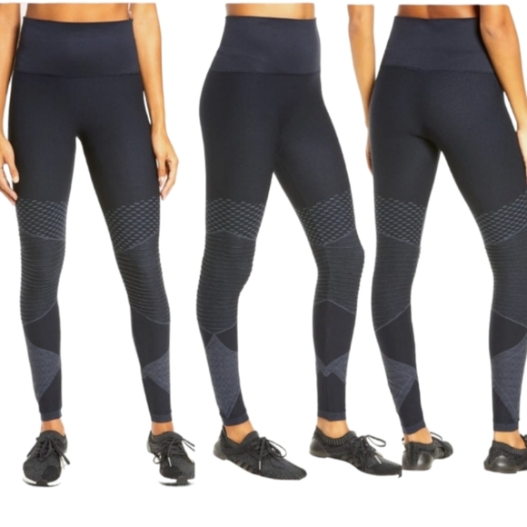 SPANX Look At Me Now Seamless Moto Leggings Indigo Sky Size M - Picture 13 of 14